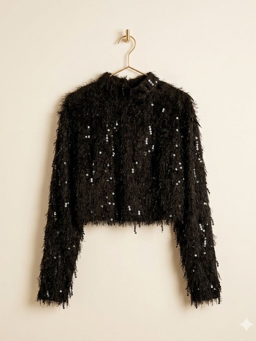 H&M Black Sequin Long Sleeve Top